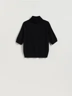 Swetry damskie - Reserved - Sweter z golfem - czarny - miniaturka - grafika 1