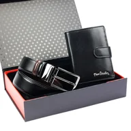 Paski - Pierre Cardin zestaw prezentowy skórzany męski portfel i pasek do spodni - miniaturka - grafika 1