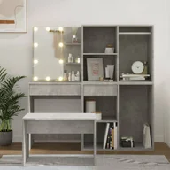 Inne meble do sypialni - vidaXL Zestaw z toaletką i oświetleniem LED, szarość betonu - miniaturka - grafika 1