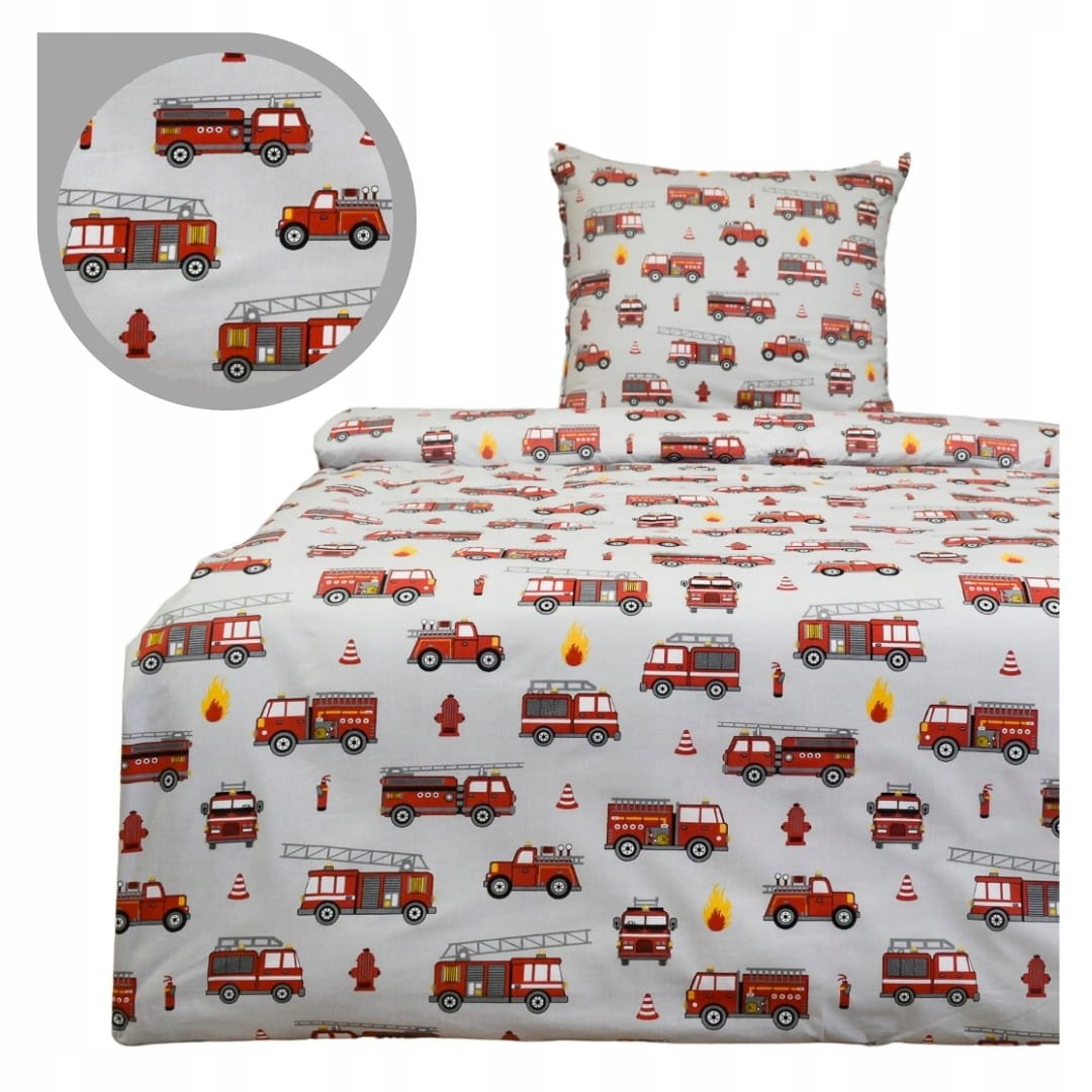 Pościel Dziecięca 140x200 1 x 70x80 Straż Szara Produkt Polski Bawełna