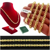 Naszyjniki męskie - ZŁOTY NASZYJNIK DAMSKI SPLOT KRÓLWSKI 925/585 SREBRO POZŁACANE 50cm/4,3mm - Golden Celebrity - miniaturka - grafika 1