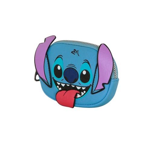 Disney Lilo and Stitch Tongue-Pill portmonetka na monety, niebieska, 12,5 x 9 cm, Niebieski Lilo i Stitch, Jeden rozmiar, Torebka na monety