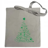 Torby i wózki na zakupy - Torba na zakupy ŚWIĄTECZNY nadruk Zielona CHOINKA - miniaturka - grafika 1
