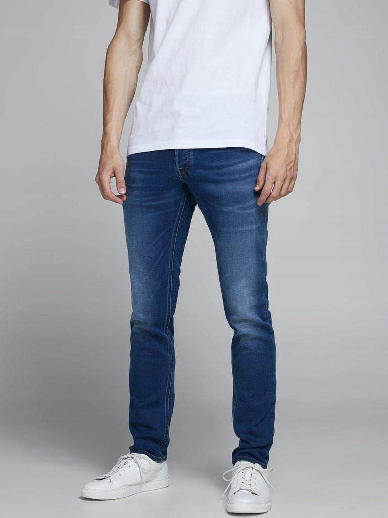 JACK&JONES JEANSY MĘSKIE ZWĘŻANE DŁUGIE NIEBIESKIE 34/32 7BA