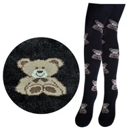 Rajstopy - RAJSTOPY DZIECIĘCE BAWEŁNIANE CIEPŁE GRUBE RAJTUZY RAJTUZKI BAWEŁNIANE MISIE CZARNE 92/98 - miniaturka - grafika 1