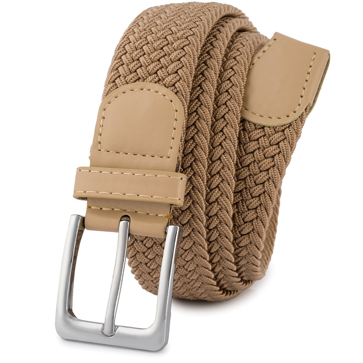 Pasek Pleciony Do Spodni Elastyczny Gumowy Męski Damski Beżowy 115 cm