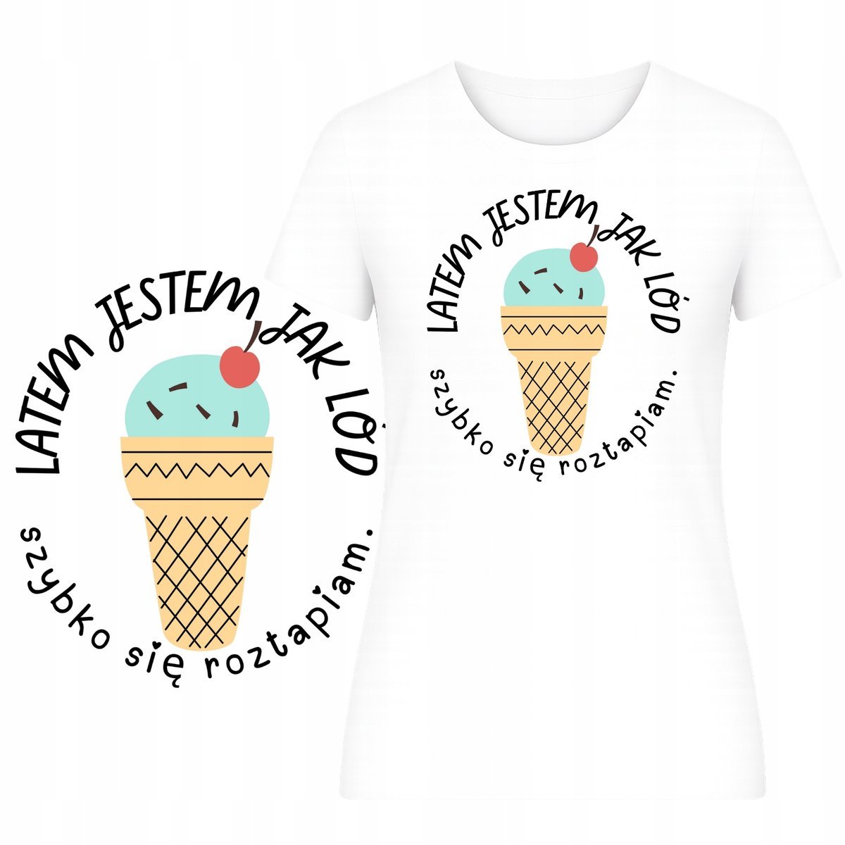 T-Shirt Na Lato Damski Koszulka Zabawny Super Nadruk Plaża Na Wakacje L