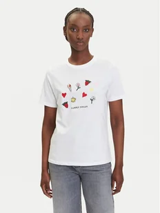 Pieces T-Shirt Funly 17160308 Biały Regular Fit - Koszulki i topy damskie - miniaturka - grafika 1