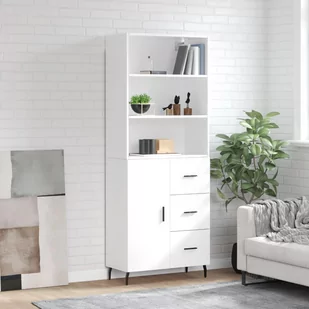 vidaXL Witrynka biała połysk 69,5x34x180 cm materiał drewnopochodny - Witryny - miniaturka - grafika 1