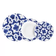 Serwisy obiadowe - 18-częściowy zestaw niebiesko-białych porcelanowych naczyń Villa Altachiara Vietri - miniaturka - grafika 1