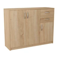 Komody - Komoda z szufladami, drzwiczkami, Classic, 110x35x85 cm, dąb sonoma, mat - miniaturka - grafika 1