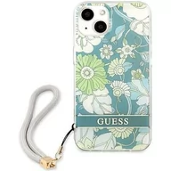 Etui i futerały do telefonów - Etui Guess Flower Strap do Apple iPhone 13 Zielony  Raty - miniaturka - grafika 1