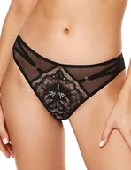 Majtki damskie - Gorteks Gwen-S stringi, koronkowe stringi, bawełniany krok, komfort – 36, czarne, czarny, 36 - miniaturka - grafika 1