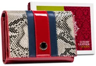 Portfele - Portfel damski skórzany Peterson wężowy wzór na zatrzask pojemna portmonetka na karty i gotówkę, czerwony - miniaturka - grafika 1