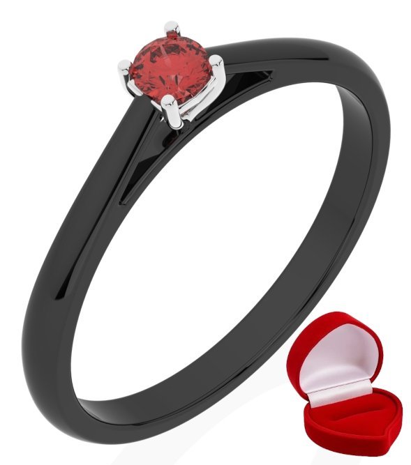 ZŁOTY PIERŚCIONEK ZARĘCZYNOWY 585 14k RUBIN 0,09 ct CZARNE ZŁOTO R23