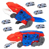 Samochody i pojazdy dla dzieci - Dinozaur Wyrzutnia Autek Zjeżdżalnia Ciężarówka Dla Dzieci Tor + Resoraki - miniaturka - grafika 1