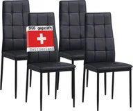 Krzesła - Albatros zestaw 4 krzeseł do jadalni RIMINI, czarne - Elegancki włoski design, tapicerowane krzesło z pokryciem z imitacji skóry, nowoczesny styl przy stole jadalnym - Krzesło kuchenne Krzesło do jadalni o dużej nośności - miniaturka - grafika 1