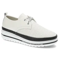 Półbuty damskie - Białe Półbuty Artiker Wygodne Skórzane Buty Damskie - miniaturka - grafika 1