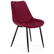 Krzesła - 4x Welurowe krzesło tapicerowane pikowane SJ.0488 Burgund - miniaturka - grafika 1