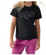 Bluzki damskie - Koszulka dziewczęca 4F T-shirt sportowy na co dzień dziecięcy bluzka r 134 - miniaturka - grafika 1