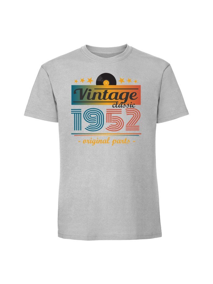Męska koszulka z nadrukiem -1952 Vintage classic + rok 1952 v2 Pastelowy szary M