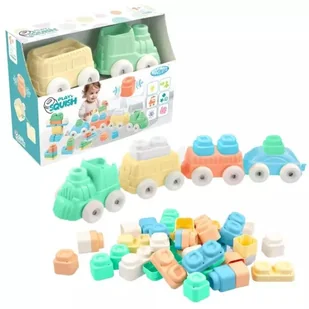 Play&Squish klocki konstrukcyjne - 12 elementów, z pociągiem - Klocki - miniaturka - grafika 1
