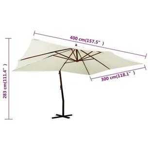 Wiszący parasol z drewnianym słupkiem, 400x300 cm, piaskowy - Parasole ogrodowe - miniaturka - grafika 9