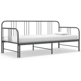 vidaXL Sofa z wysuwaną ramą łóżka, szara, metalowa, 90x200 cm - Łóżka - miniaturka - grafika 1