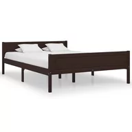 Łóżka - vidaXL Lumarko Rama łóżka z litego drewna sosnowego, ciemny brąz, 140x200 cm 322120 - miniaturka - grafika 1