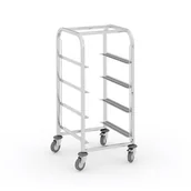 Wózki na żywność - B2B Partner Wózek ze stali nierdzewnej na kosze do zmywarki, 4 poziomy, 1000x505x550 mm 434087 - miniaturka - grafika 1