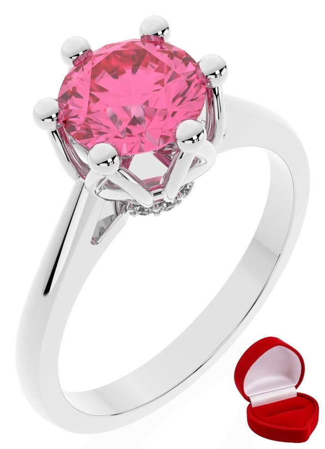 ZŁOTY PIERŚCIONEK ZARĘCZYNOWY 585 14k SZAFIR 1 ct BIAŁE ZŁOTO R15
