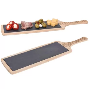 EH Excellent Houseware Taca do serwowania 48 x 12,5 cm bambus łupek 210000740 - Tace i patery - miniaturka - grafika 2
