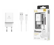 Ładowarki do telefonów - Ładowarka z kablem micro USB 2,4A BIAŁA 1m USB 2x TECHANCY TA2792 - miniaturka - grafika 1