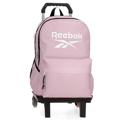 Reebok Boston Plecak Szkolny Dwukomorowy z Przenośnym Wózkiem 15,6 cala Różowy 31x44x15 cm Poliester by Joumma Bags, Różowy kolor, 31x44x15 cms, Dwukomorowy plecak szkolny z wózkiem