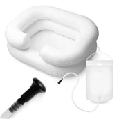 Akcesoria dla osób starszych i niepełnosprawnych - Nadmuchiwany basen do mycia głowy w łóżku z prysznicem 4FIZJO - miniaturka - grafika 1