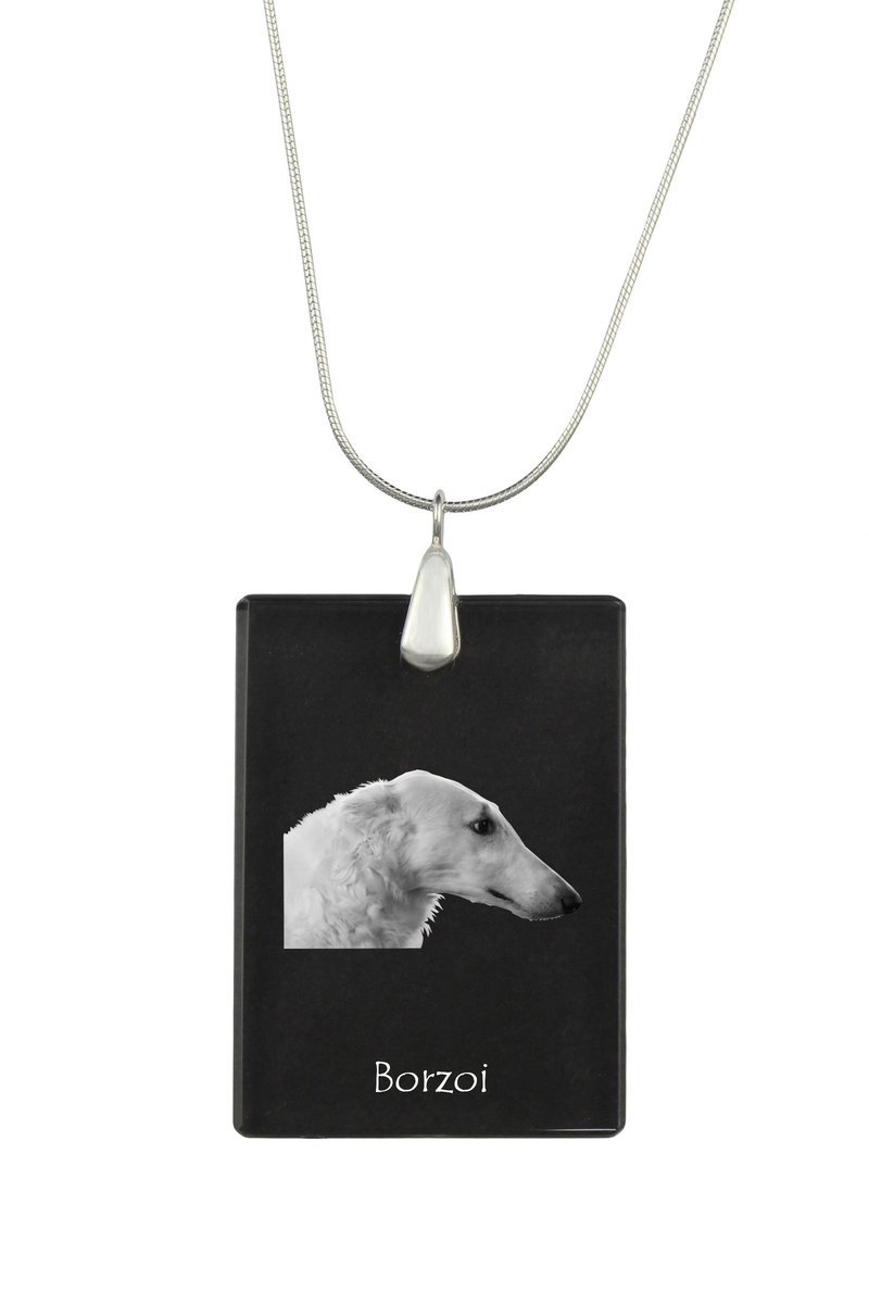 Chart rosyjski borzoj, Borzoi, Barzoi - kryształowa zawieszka z psem, srebrny naszyjnik ze zdjęciem, personalizowany wisiorek marki Art-Dog