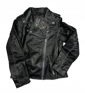 Czarna skórzana kurtka męska REAL LEATHER M - Kurtki męskie - miniaturka - grafika 1