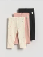 Komplety dla niemowląt - Reserved - Prążkowane legginsy z naszywką - złamana biel - miniaturka - grafika 1
