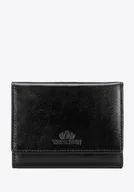 Portfele - Damski portfel skórzany z przegrodą na bigiel czarny - miniaturka - grafika 1