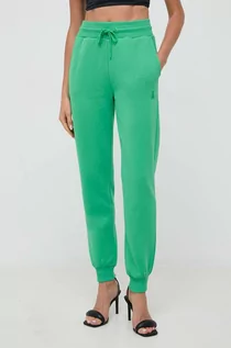 Spodnie damskie - Patrizia Pepe spodnie dresowe bawełniane kolor zielony gładkie - grafika 1