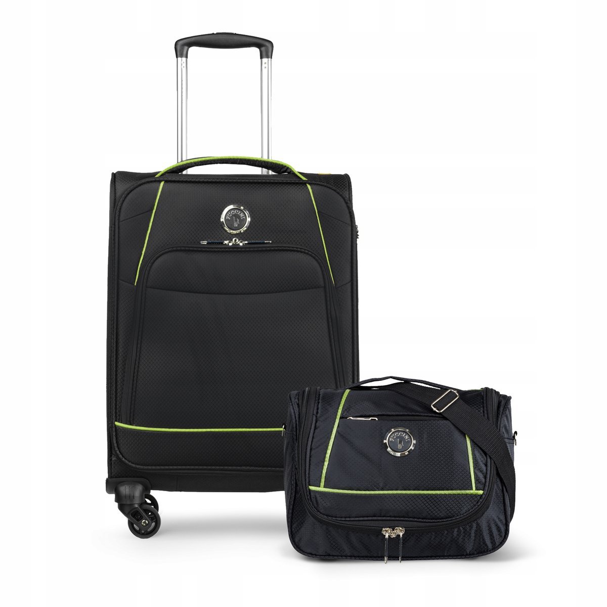 PUCCINI Zestaw WALIZEK Podróżnych Komplet Miękkie Kabinowa + Kuferek 2w1