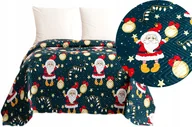 Koce - Narzuta świąteczna pled na łóżko 170x210 cm pikowana Bożonarodzeniowy wzór - miniaturka - grafika 1