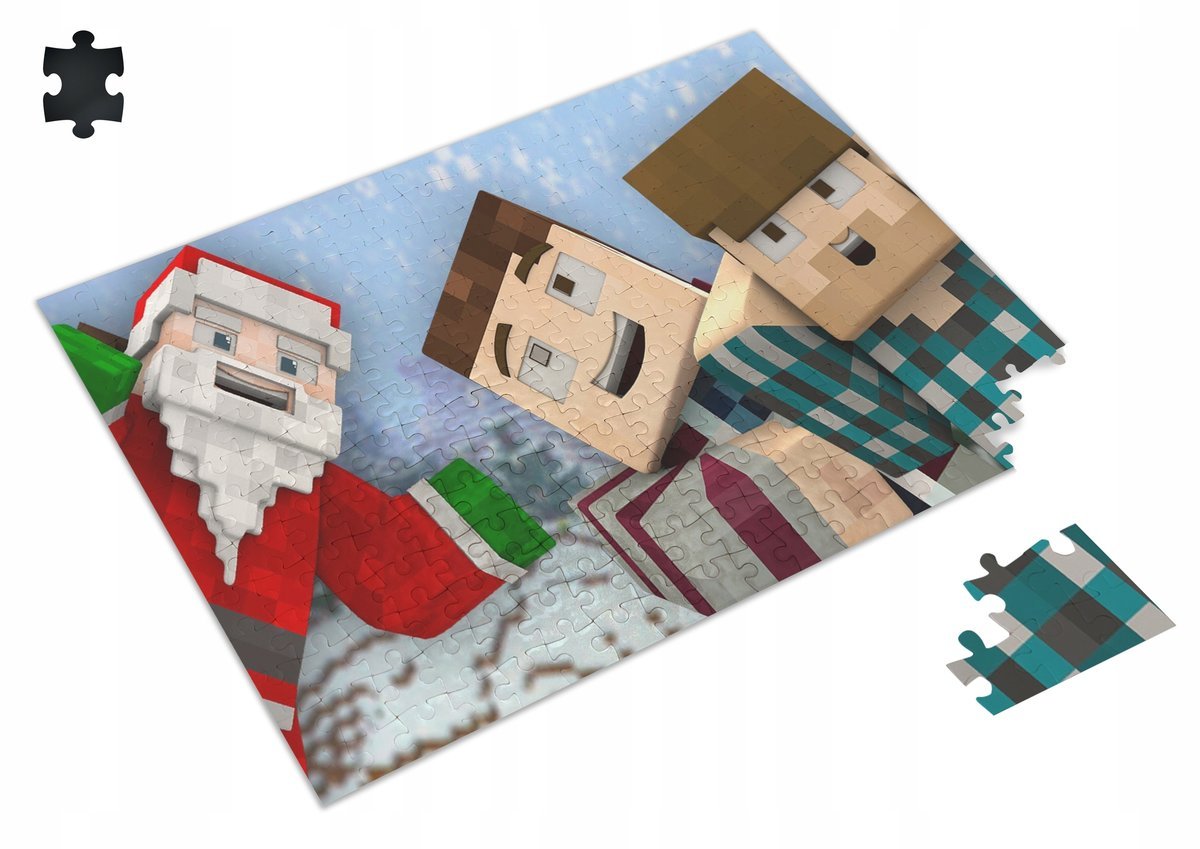 Puzzle ŚWIĄTECZNE MINECRAFT A3 252 el z Nadrukiem + IMIĘ Pudełko 24