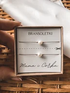 Bransoletki - Bransoletka mama i córka perła, pozłacane koraliki - miniaturka - grafika 1