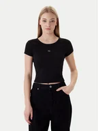 Koszulki i topy damskie - Calvin Klein T-Shirt LV047C200G Czarny Slim Fit - miniaturka - grafika 1