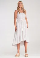 Sukienki - Letnia sukienka w paski Sukienka na ramiączkach Beżowa M1213 r. UNI - miniaturka - grafika 1