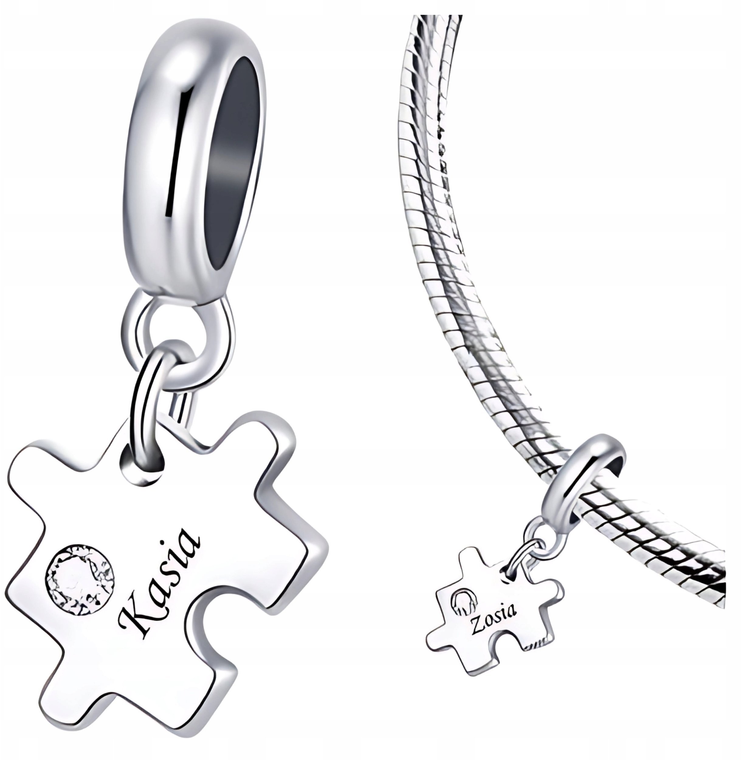 Ivybands CHARMS PUZZEL zawieszka koralik srebro pr 925 GRAWER SREBRNY IMIĘ beads