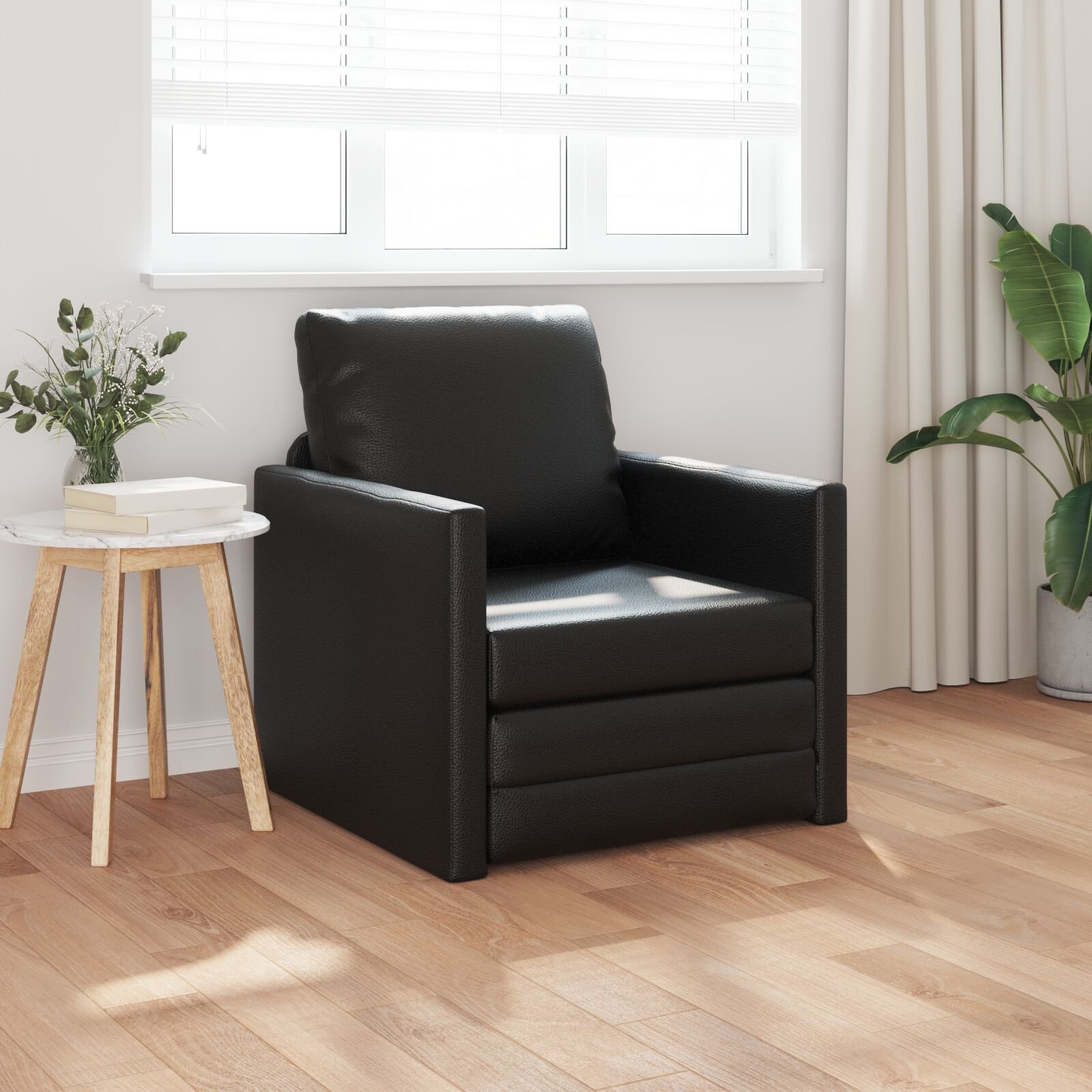 vidaXL Fotel 2-w-1 czarny 74x77x81 cm ekoskóra
