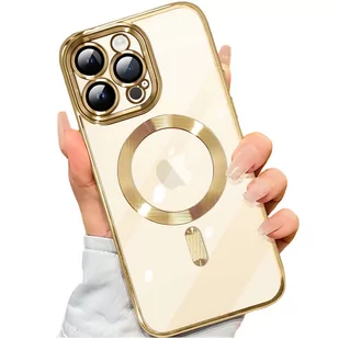 Etui MagSafe Case do Apple iPhone 14 Pro Max Alogy Glamour Luxury Ring obudowa Złote przezroczyste + Szkło - Etui i futerały do telefonów - miniaturka - grafika 2