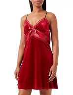 Sukienki - Clotth Damska piżama z dekoltem w serek, złoty aksamit, sukienka koronkowa, seksowna piżama, Wine Red-L, L - miniaturka - grafika 1